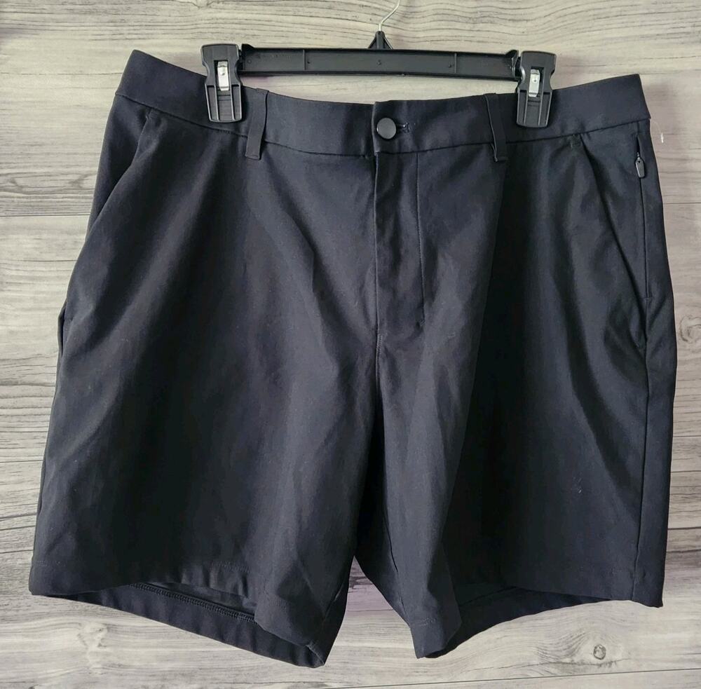 Lululemon ABC Short 7" Sz 36 Warpstreme Classic Black Stretch Quick Dry Pockets